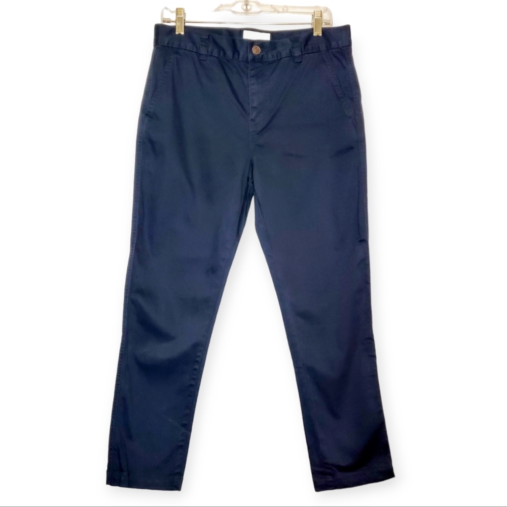 Pinstripe Cropped Slim Pants - Navy - Picture 2 of 12